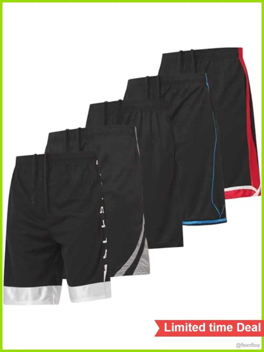 Men's Athletic Shorts 5 Pack Performance Gym Basketball